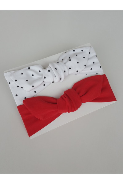 swan butik Set de 2 catarame bandana pentru fetiță, cu pete albe, roșii