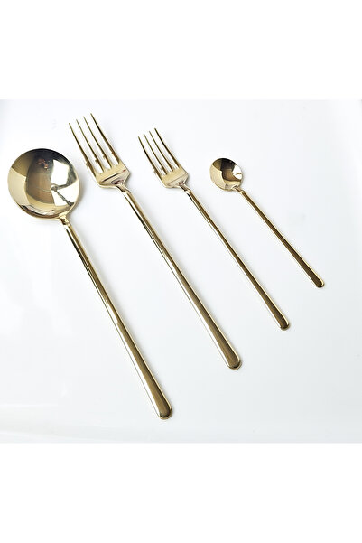 BRE HOME 24 parça gold paslanmaz çelik çatal kaşık seti