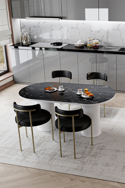 AVVİO Rita Beyaz Bohem Ayak 80x160 Yemek Masası & Mutfak Masası & Salon Masas...