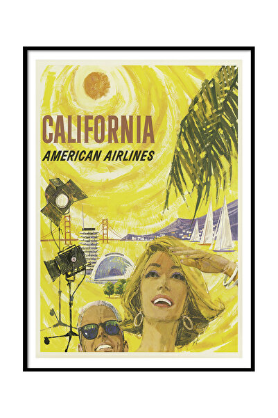 Beril Yamaç Design Studio Poster vintage California California American Airli...