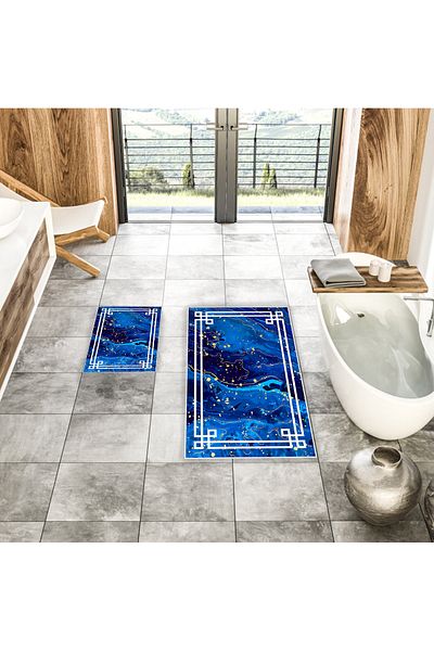 Hayal Dekoratif Set de covoare de baie, 2 piese, cu ramă albă, cu imprimeu digital, 40x60cm 60x90cm