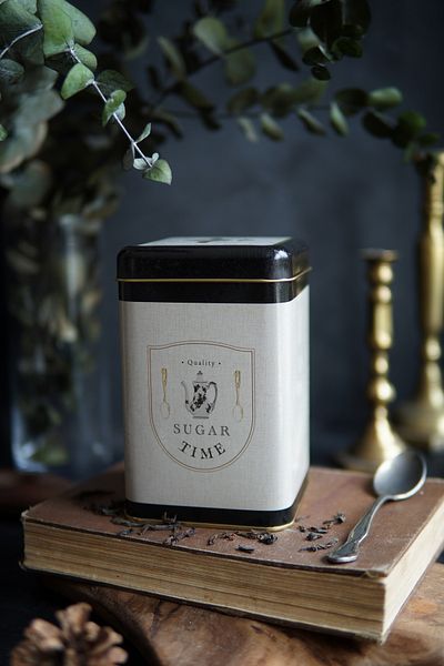 EVLE Er022-8f Azura Tea Patterned Square Metal Storage Container 11x11 Cm