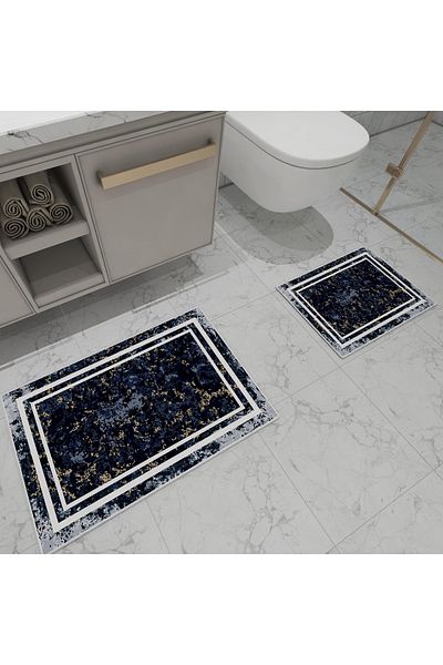 Hayal Dekoratif Μαύρο Χρώμα Λευκό Ψηφιακό Τυπωμένο Σετ Μοκέτα Μπάνιου 2 τεμαχίων 40x60cm 60x90cm
