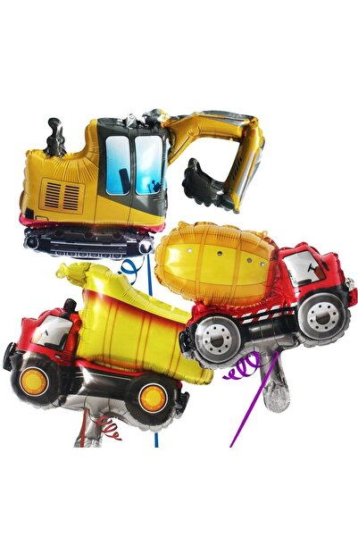 Genel Markalar 3  LÜ MİNİ İNŞAAT ARABALARI FOLYO BALON