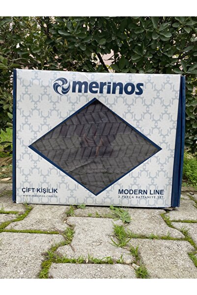 Merinos Modern Line 3 Parça Battaniye Yatak Örtüsü Seti Çift Kişilik