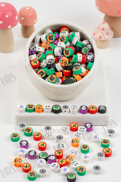 LANDOFACCESSORY POLİMER FİMO BONCUK - HALLOWEEN DESENLİ - TAKI AKSESUARI - 10...