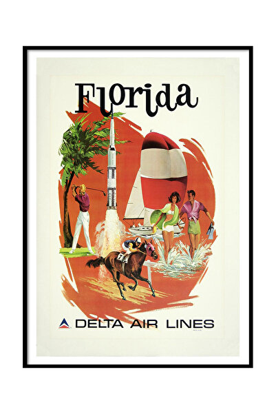 Beril Yamaç Design Studio Reproducere de poster vintage a companiei aeriene Florida Delta, artă de poster vintage