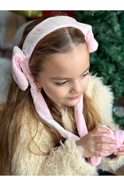 QUEEN AKSESUAR Пастелно розова дъга с пайети, зайчески уши, движеща се играчк...