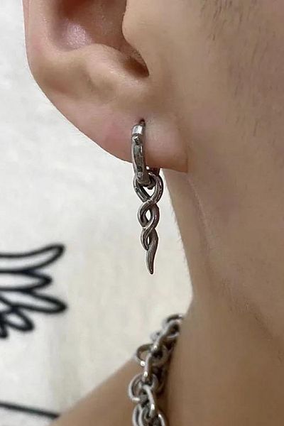 Jaida Moda Unisex 316l Surgical Steel Spiral Figure Dangle Hoop Earrings