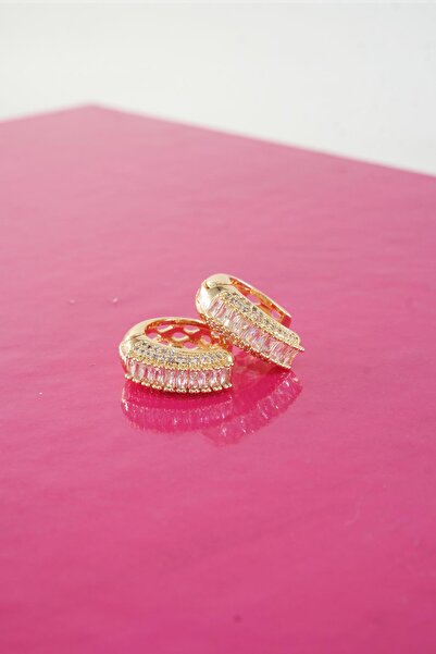 By Zeyna Aksesuar مجموعة أقراط نسائية من سلسلة Vip بحجر الزركون الرغيف الفرنسي