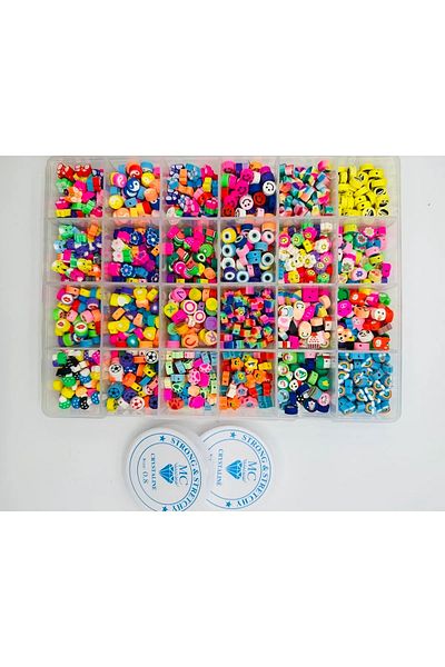 Hobimos 480Pcs Giant Fimo Figures with Box Phone Accessory Wristband Necklace Making Set