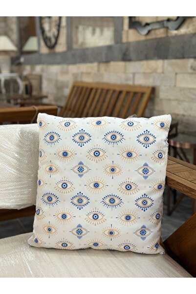Karam Home Krem Vintage Göz Desen Kırlent Kılıfı