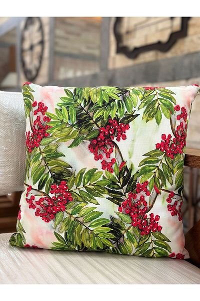Karam Home Christmas Kokina Pattern Throw Pillow Cover