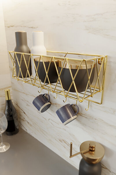 boz concept home Metal Mutfak Rafı Baharatlık Kahve Fincanlığı Mutfak Seti