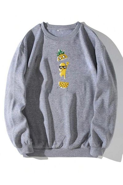 khufu Φούτερ Unisex με στάμπα Ananasy Μαύρο Sıfıra