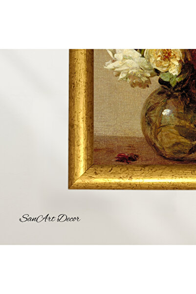 Sanart Vintage ζωγραφική με κορνίζα, ελαιογραφία, ζωγραφική με κορνίζα, καλλιτεχνική διακόσμηση, ρετρό ζωγραφική λουλουδιών