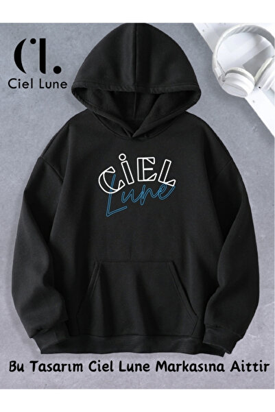 Ciel Lune Unisex Femei Bărbați Ciel Lune Hanorac cu glugă imprimat cu design ...