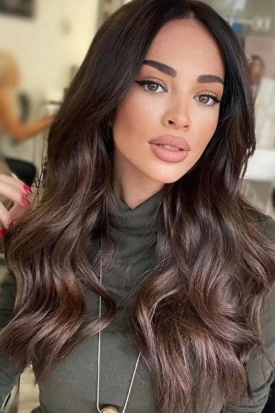 AKOLİFE Postă de păr ondulată în formă de jumătate de lună de culoare castaniu - Aspect de păr real - Rezistent la căldură