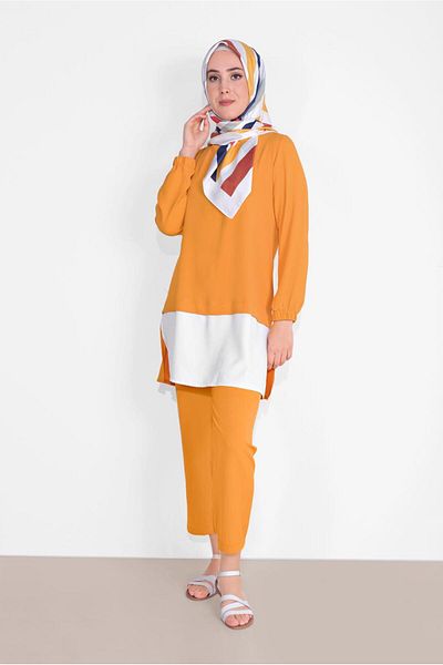 TRENDTESETTÜR Orange (Mustard) Women &Apos; S Suit with Elastic Cuffs and Trousers 0221