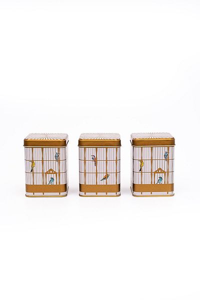EVLE Erb24t7 Square Metal Storage Container 75x75 Set of 3, Bird Cage
