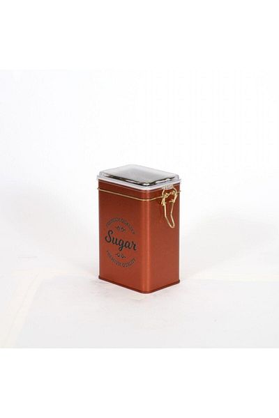 EVLE Ef043-k5 Sn_sugar Copper Patterned Rectangular Metal Storage Container 8x10 Cm
