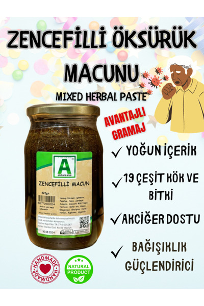 Aktarzane Zencefilli macun macunu doğal karışım macun 420gr