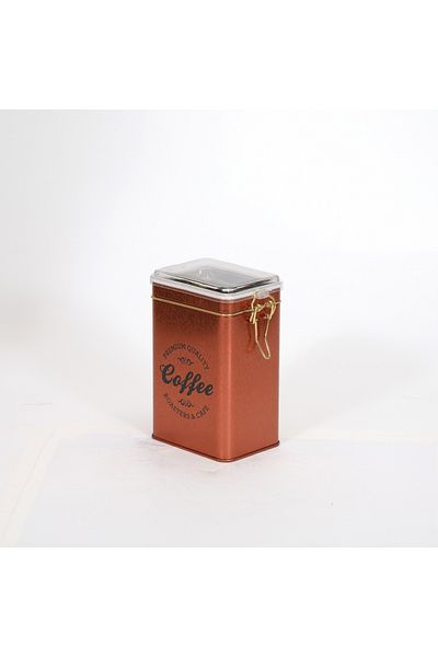 EVLE Ef043-k2 Sn_coffee Copper Patterned Rectangular Metal Storage Container 8x10 Cm