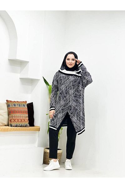 Kayaka triko women's broken glass patterned buttoned Poncho