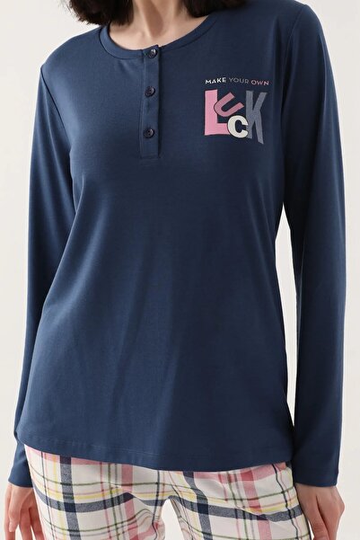 Arnetta UZUN KOLLU YUMUŞAK DOKULU ALTI EKOSELİ KADIN PİJAMA TAKIM 2650