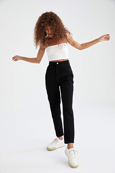 Geppetto Μαύρο ψηλόμεσο μεσαίο Lycra Mom Jean 2024