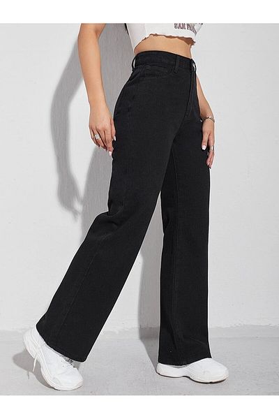 Geppetto Limda High Waist Black Jeans Black Loose Jeans Lycra Flexible Palazzo 2024