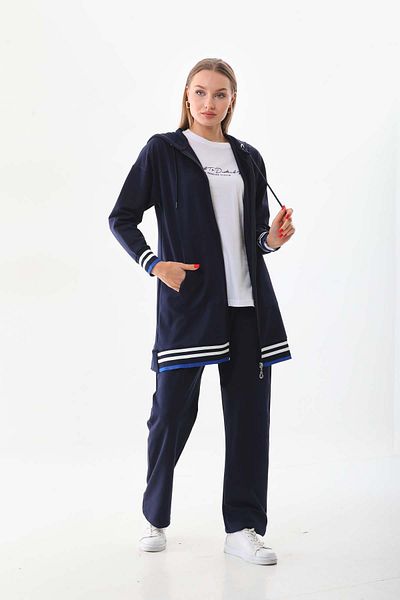 WestBound Γυναικείο ριγέ Navy Blue Χρώμα Triple Hijab Sports Set Συνδυασμός