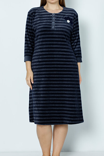 İntensive темно-синя бавовняна оксамитова сукня з кишенями, ґудзиками та деталями з каменів