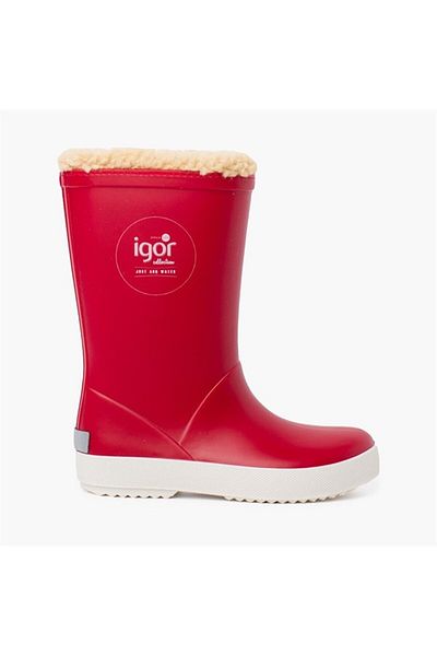 IGOR W10207 Splash Nautico - حذاء المطر Borreguito للجنسين باللون الأحمر مع فرو من الداخل