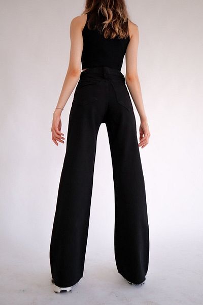 Geppetto Jean Evangeline Black Lycra cu talie înaltă, cu picior largi, blugi