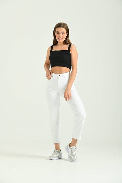 Geppetto Alvin White Lycra Mom Jean - Model 2024