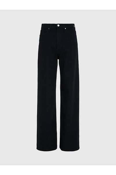 Geppetto Lora Solmaz Pantaloni Jeans Palazzo Casuali din Lycra cu talie extra inalta neagra Jet