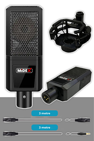 Midex MX-2020 Persuasive Paket-2 Stüdyo Mikrofon Ses Kartı Kulaklık Stand (Kayıt ve Canlı Yayın)