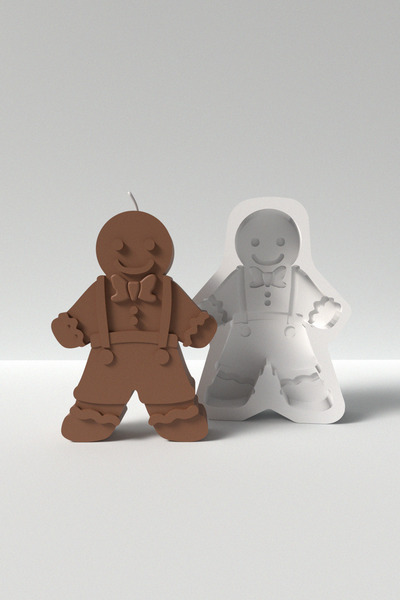 Cageartstudio Büyük Kurabiye Adam Mum Silikon Kalıp M2 - Yılbaşı Mum Kalıbı S...