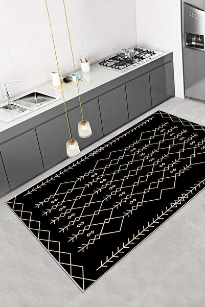 Thalia Home Kaymaz Tabanlı Yıkanabilir Baskılı Mutfak Halısı Koridor Halısı