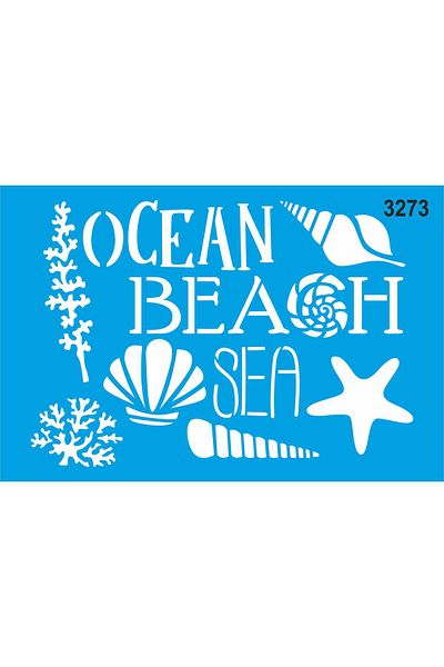 StencilSepeti Ocean Beach Sea - Stencil Painting Template 60x40