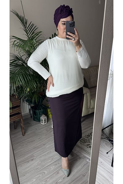 TDYtrendy Giyim Mother Pencil Buttoned Ottoman Skirt with Elastic Waist