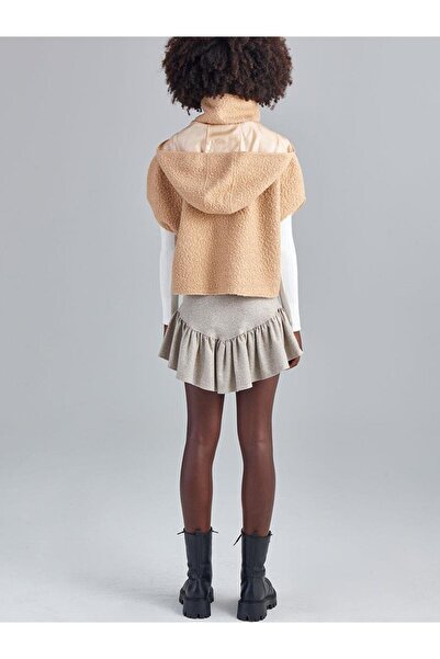 RİVUS Melted Woven Mini Skirt - Beige