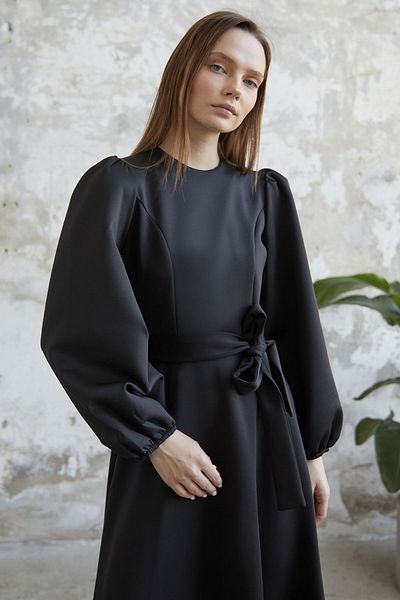InStyle Φόρεμα Scuba με ζωσμένο μπαλόνι - Μαύρο