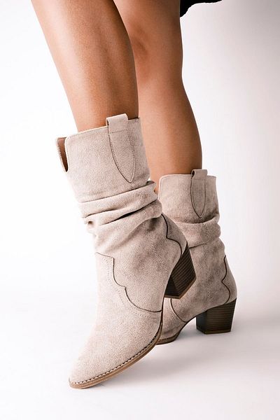 Lal Shoes & Bags Women's Cowboy Boots Drawstring-S.CREAM