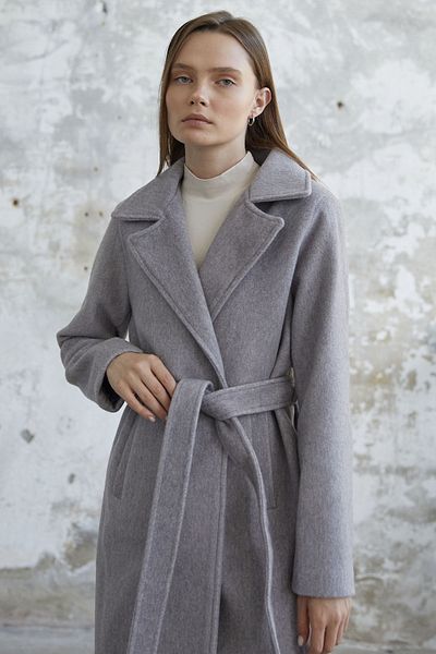 InStyle Palton căptușit cu curea cu cusături - gri