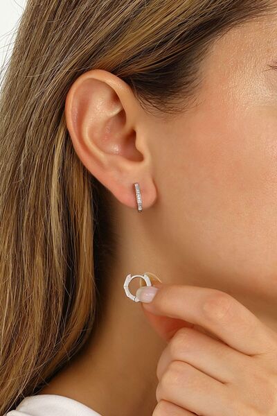 MySilvers 13 mm Altıgen Gümüş Küpe