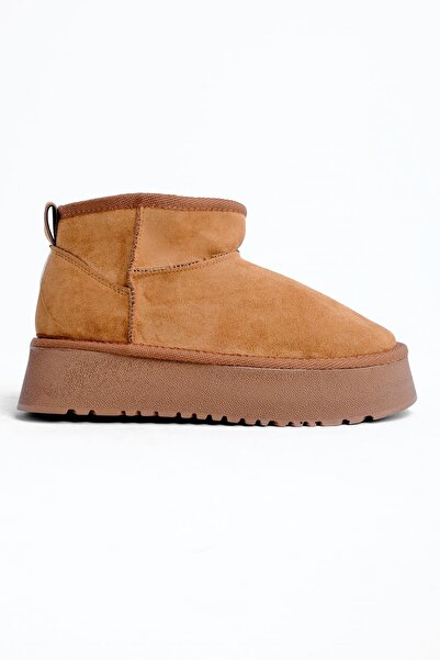 Lal Shoes & Bags Robin Kadın Yüsek Taban Bilek Boy Kürklü Bot-Taba