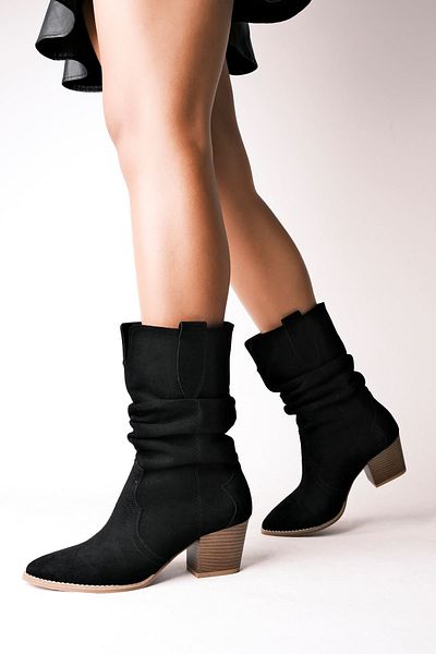 Lal Shoes & Bags Eternity Γυναικείες Καουμπόικες Μπότες Gathered-Black