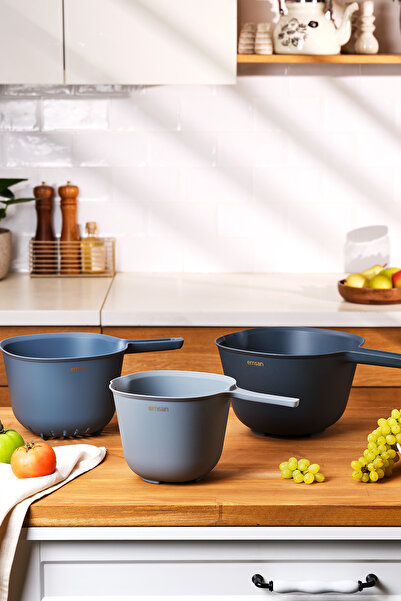 Emsan Benefito Süzgeçli 3'lü Karıştırma Kabı Indigo Mavi